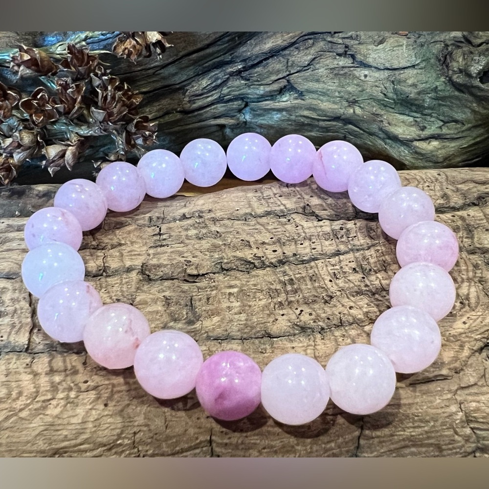 New Quartz Bracelet Pink Lavender Purple Natural Stone Beaded Stretchy 10mm 20cm